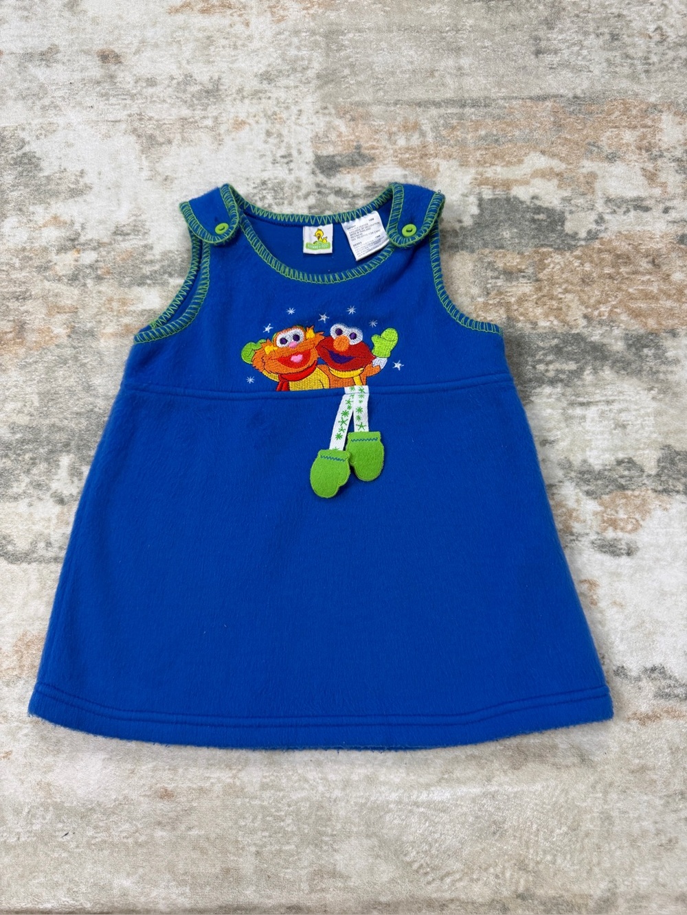 Y2K Sesame Street Elmo Zoe Blue Fleece Jumper Dress 18M